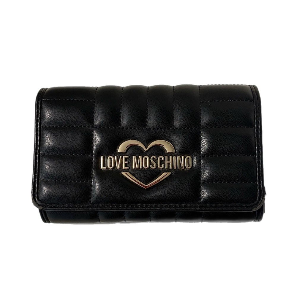 Love Moschino Quilted Wallet with Gold Zipper